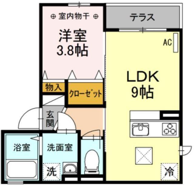 D IVERTENTE(1LDK/1階)の間取り写真