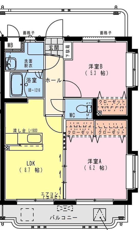 ラシーヌ平和台(2LDK/1階)の間取り写真