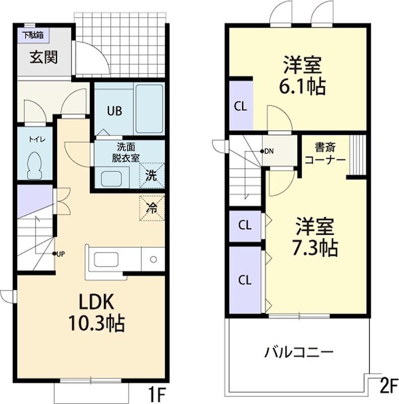 ルピナス II(2LDK/1階)の間取り写真
