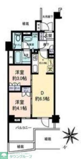 プレミスト金町(2DK/1階)の間取り写真
