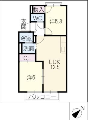 コーポ諄(2LDK/2階)の間取り写真