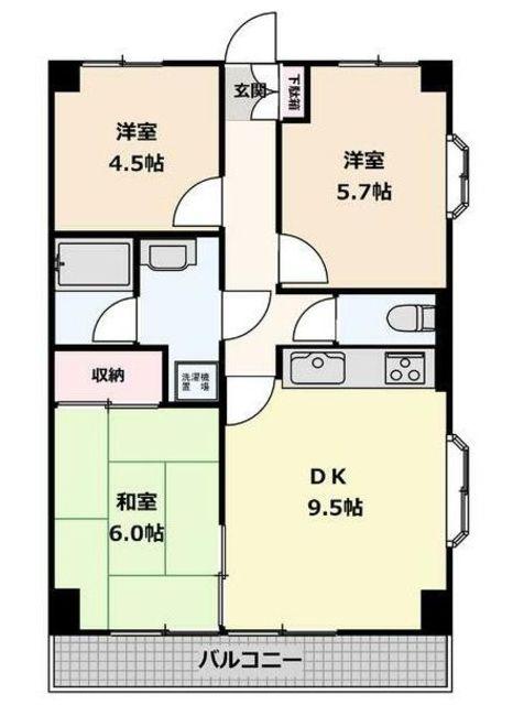 ライオンズマンション元住吉第3弐番館(3DK/5階)の間取り写真