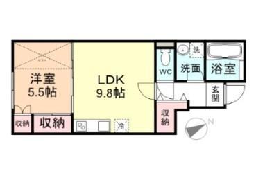メゾン・パルフェB(1LDK/1階)の間取り写真