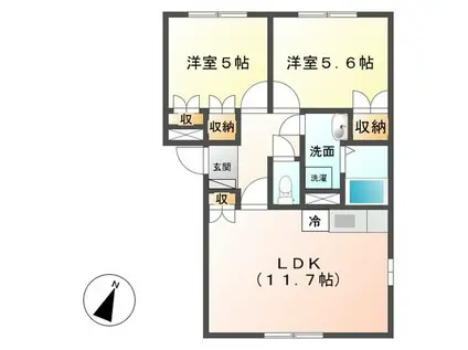 APANET青柳町(2LDK/2階)の間取り写真