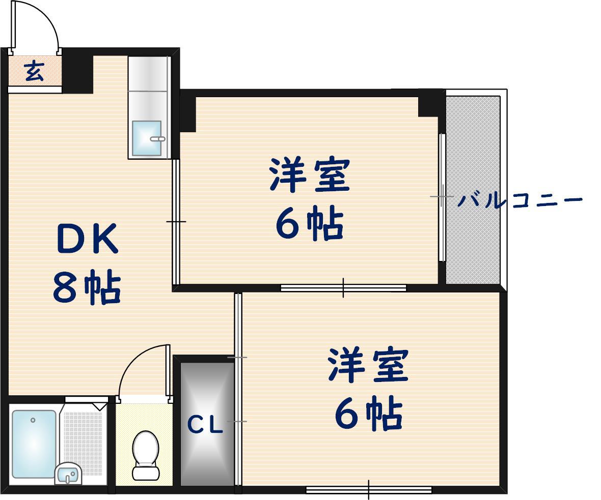ニッコーハイツ(2DK/1階)の間取り写真