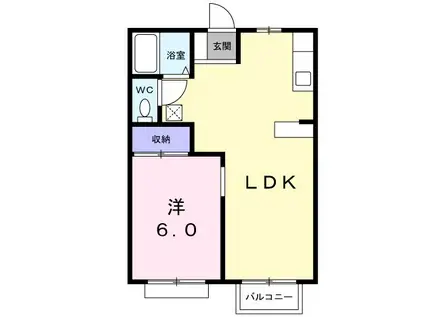 フォブールホロニック B棟(1LDK/1階)の間取り写真