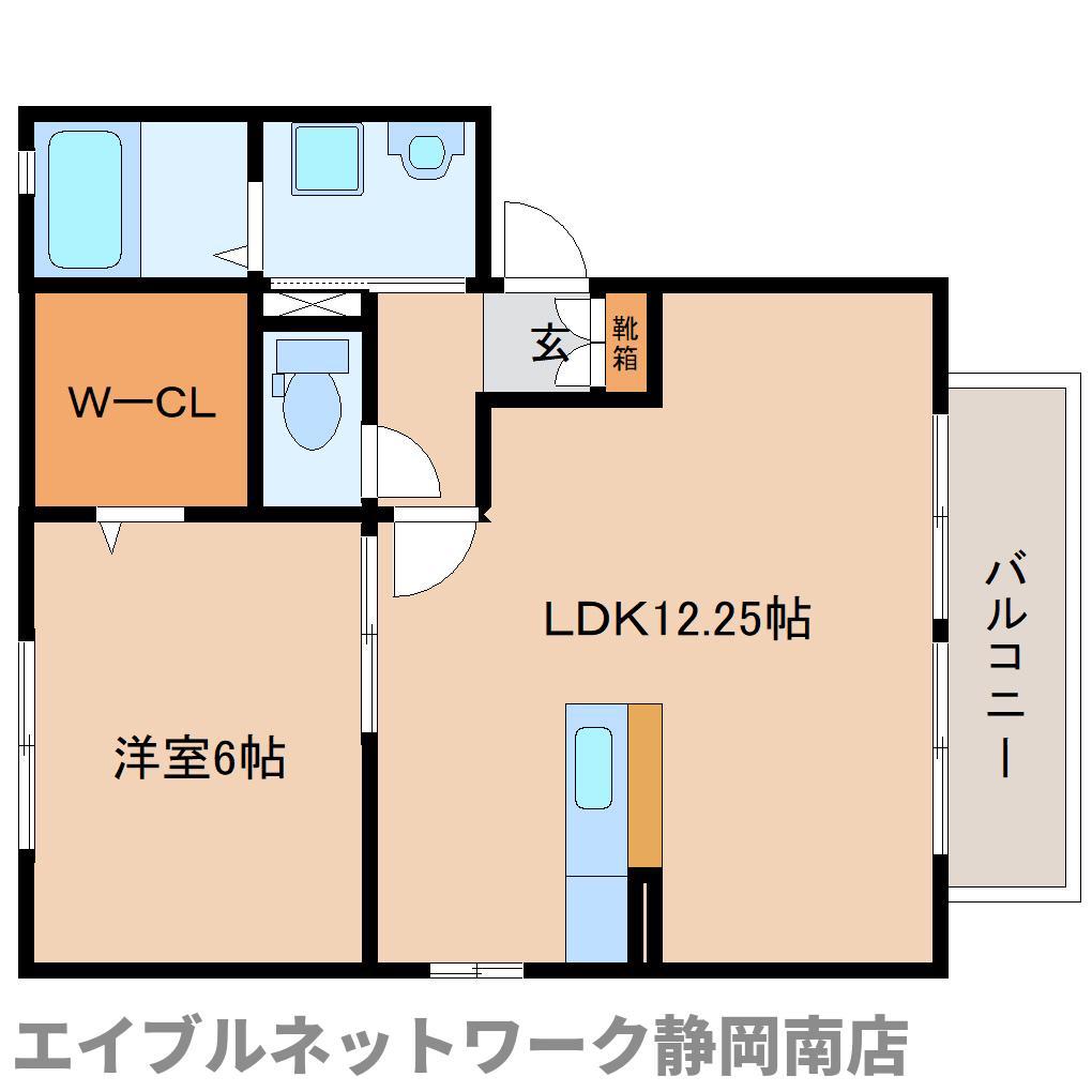 ケープコッド イン A棟(1LDK/2階)の間取り写真