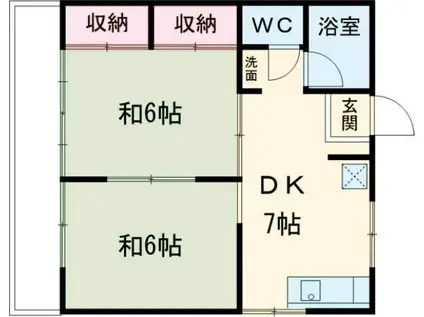 フジミハイツ(2DK/2階)の間取り写真