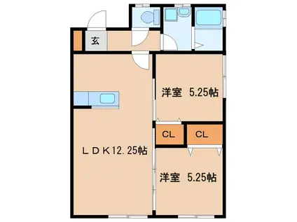 NR21 III(2LDK/1階)の間取り写真