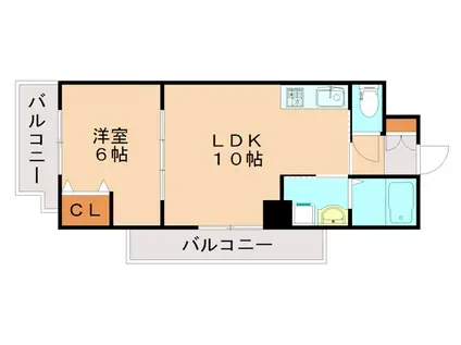 セントフォール新飯塚駅東(1LDK/6階)の間取り写真