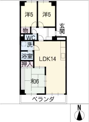 ノーメル香南(3LDK/4階)の間取り写真