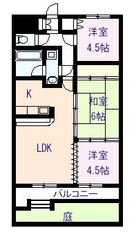 ロマネスク上熊本第2(3LDK/1階)の間取り写真