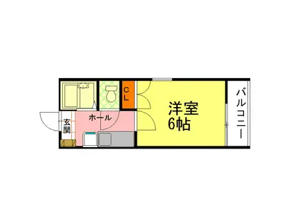 アクアハイツ(1K/1階)の間取り写真