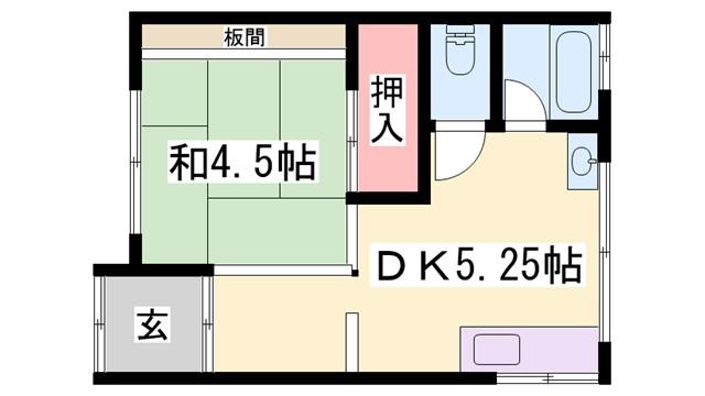 東口アパート(1DK/1階)の間取り写真