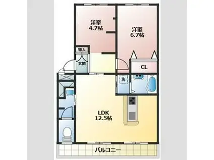 グリーンコーポ(1LDK/3階)の間取り写真
