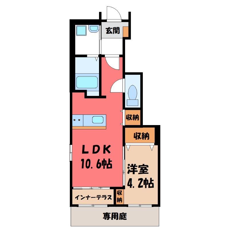 ウィスタリア(1LDK/1階)の間取り写真