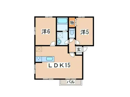 ブルームヒルズA(2LDK/1階)の間取り写真