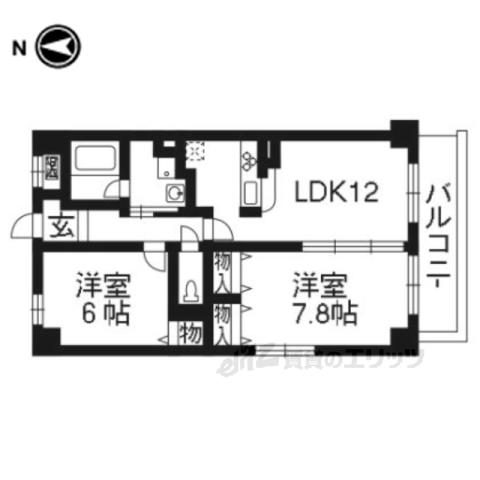 ベリエ茶五(2LDK/5階)の間取り写真