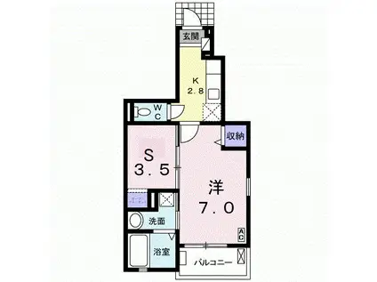リトルグローブV(1SK/1階)の間取り写真
