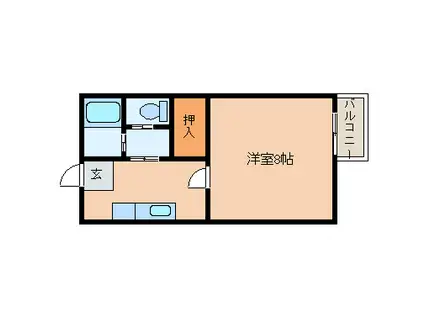 ビーライン秋桜(1K/1階)の間取り写真