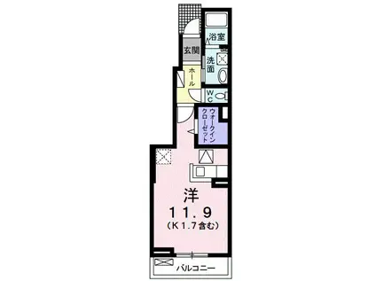 クイーンズ・ガーデンII A(ワンルーム/1階)の間取り写真