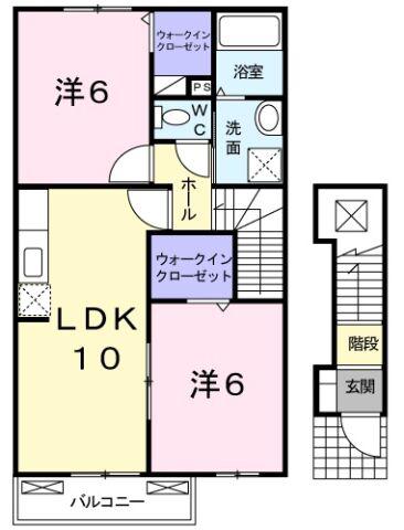 レモングラス B(2LDK/2階)の間取り写真