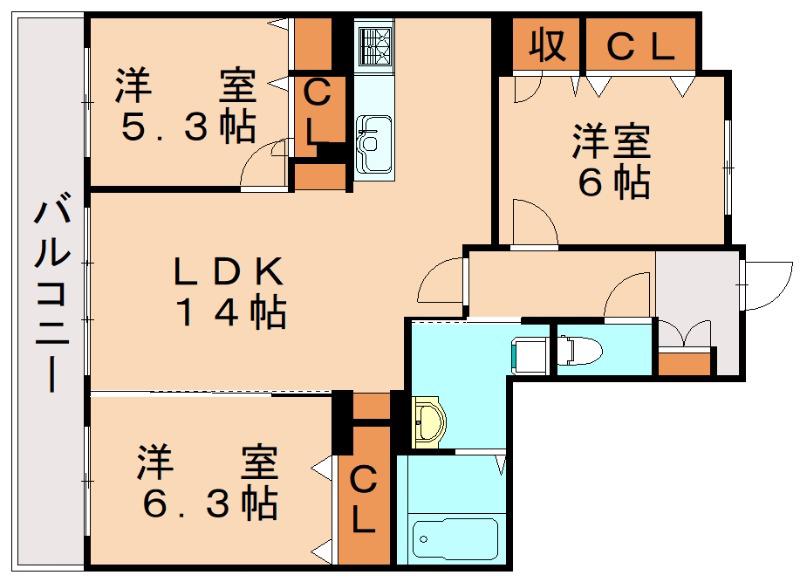 ドエルヴィラ本城(3LDK/2階)の間取り写真