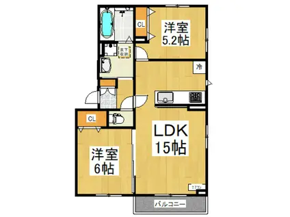 トレパーチェ小手指南(2LDK/1階)の間取り写真