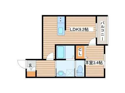 BRIO TERRACE 長町南(1LDK/1階)の間取り写真