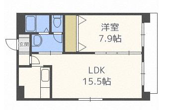 フェバリット弐番館(1LDK/4階)の間取り写真