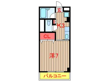 カーサ京勇(1K/2階)の間取り写真