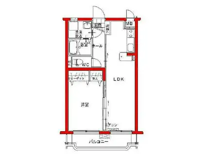 ユーミーヒロ(1LDK/1階)の間取り写真
