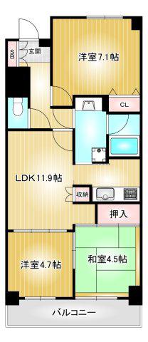 徳川園サンハイツ(3LDK/2階)の間取り写真