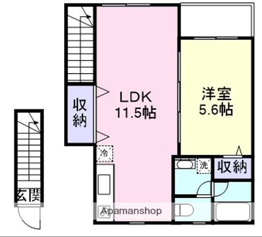 JR阪和線 紀伊駅 徒歩56分 2階建 築1年(1LDK/2階)の間取り写真