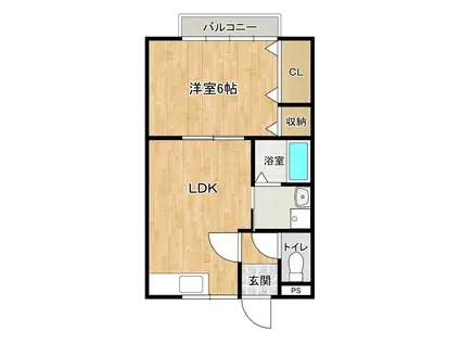 コーポ・はまだ(1LDK/2階)の間取り写真