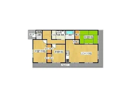 ソワサントUTRII(3LDK/2階)の間取り写真