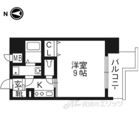ベラジオ四条烏丸(1K/3階)の間取り写真