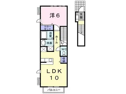 ピュアサンフラワーD(1LDK/2階)の間取り写真