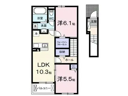 KASHIWA(2LDK/2階)の間取り写真