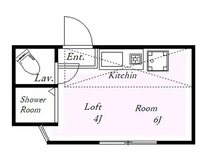 ユナイトあさひマルレーヌ(ワンルーム/2階)の間取り写真