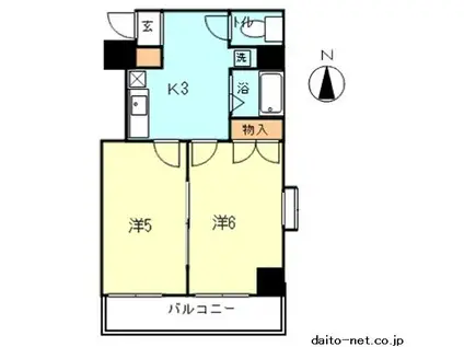 クレスト明星(2K/3階)の間取り写真