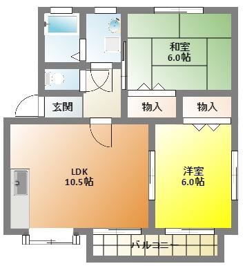 タミール(2LDK/1階)の間取り写真