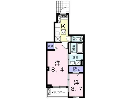 ラ サクセション宝塚(2K/1階)の間取り写真