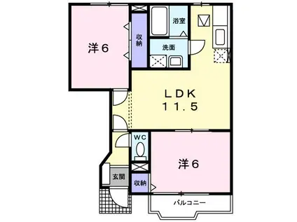 ロメオ エステ-トI(2LDK/1階)の間取り写真