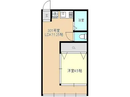 御幸ヶ浜マンション(1LDK/4階)の間取り写真