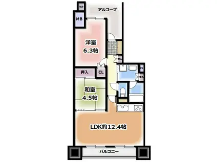 ジオ千里桃山台4番館(2LDK/7階)の間取り写真