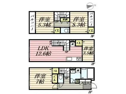 URBAN PARK三鷹(4LDK/1階)の間取り写真