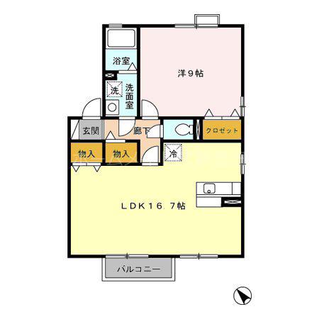 天王ガーデンII C(1LDK/2階)の間取り写真