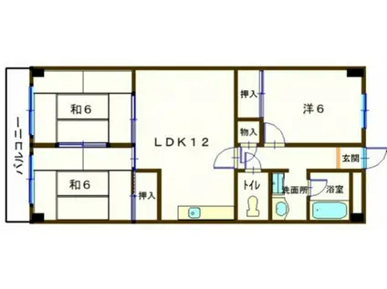いしみマンション(3LDK/4階)の間取り写真