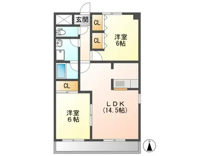 B・INSIDE249(2LDK/3階)の間取り写真